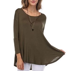 Olive Green Dolman Long Sleeve Tunic Top